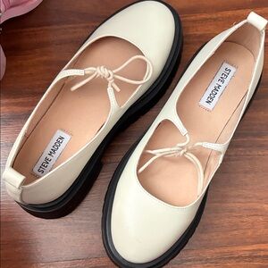 Steve Madden Cream Flats with Black Soles